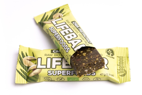 lifebar superfoods chia - pistachio organic &amp; raw - 47g