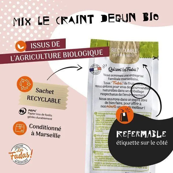 Mix Bio Le Craint Degun, cajou, amandes, noisettes, raisins - 145g