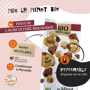 Mix Bio Le Minot, noisettes, bananes, raisins, dattes - 145g (ANTI-GASPI DDM 08/23)
