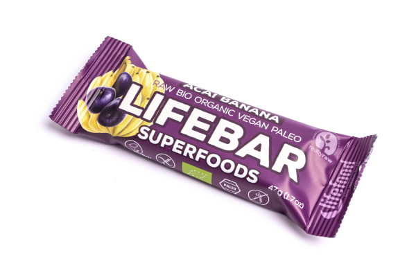 lifebar superfoods acai - organic &amp; raw banana - 47g