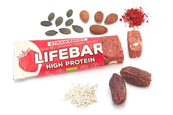 protein lifebar organic &amp; raw strawberries - 47g