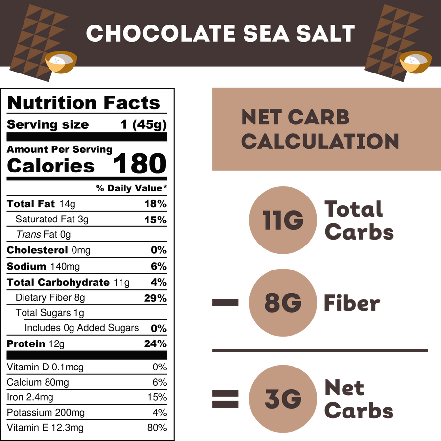 KETO CHOCOLATE &amp; SEA SALT BAR - 45G