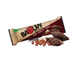 Baouw Organic Cocoa, Hazelnut &amp; Vanilla energy bar - 25g