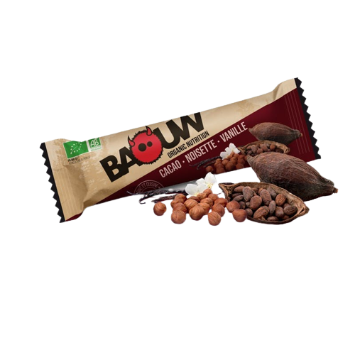 Baouw Organic Cocoa, Hazelnut &amp; Vanilla energy bar - 25g