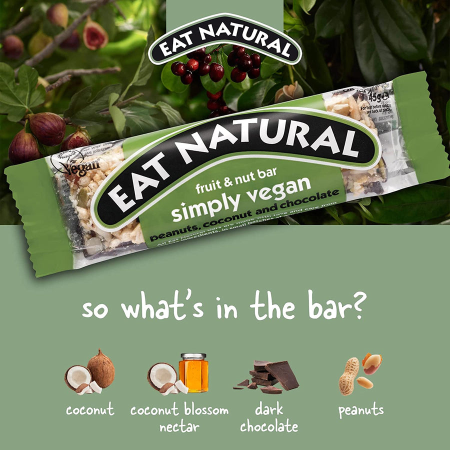 Eat Natural Vegan chocolate, coconut &amp; peanut, gluten free - 45g