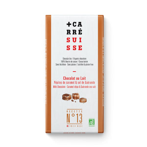N°13 - Milk chocolate bar with caramel nuggets &amp; Guérande salt, organic - 100g