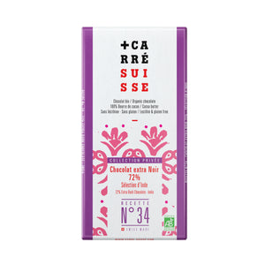 N°34 - Extra dark chocolate bar 72% from India, organic - 100g