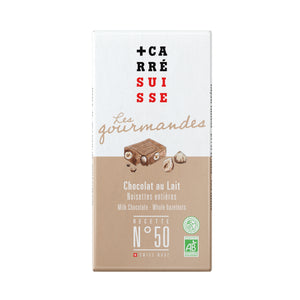 N°50 - Tablette chocolat au lait, noisettes entières, bio - 100g (ANTI-GASPI DDM 05/24)