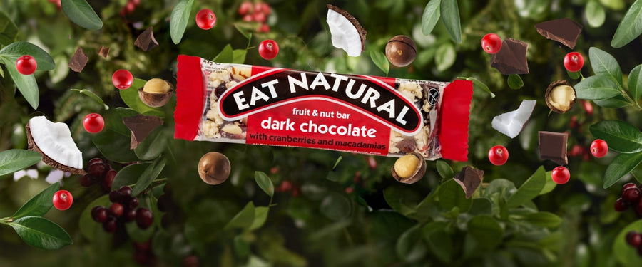 Eat Natural chocolat noir, cranberries & noix de macadamia, sans gluten - 45g (ANTI-GASPI DDM 09/23)