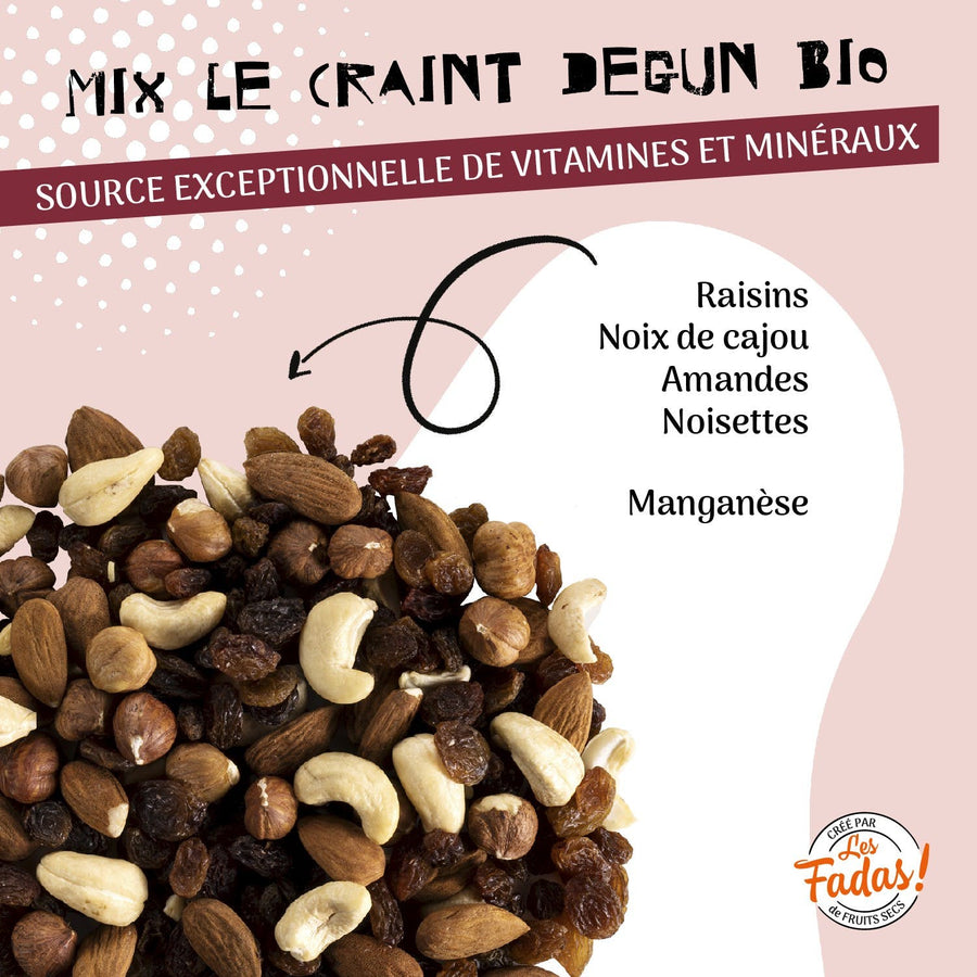 Mix Bio Le Craint Degun, cajou, amandes, noisettes, raisins - 145g