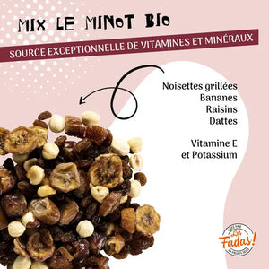 Mix Bio Le Minot, noisettes, bananes, raisins, dattes - 145g (ANTI-GASPI DDM 08/23)