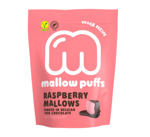 Mallow Puffs, Guimauves vegan framboise & chocolat noir - 100g (ANTI-GASPI DDM 11/23)