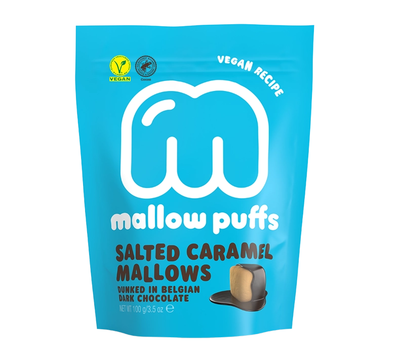 Mallow Puffs, Guimauves vegan caramel salé & chocolat noir - 100g