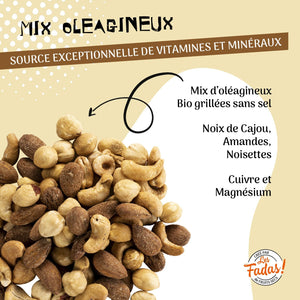 Mix Bio Oléagineux grillés sans sel, cajou, amandes, noisettes - 125g