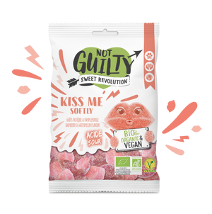 Bonbons Gélifiés acidulés Kiss Me Softly framboise pamplemousse, Vegan, Bio & sans gluten - 100g