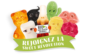 Bonbons Gélifiés acidulés Kiss Me Softly framboise pamplemousse, Vegan, Bio & sans gluten - 100g