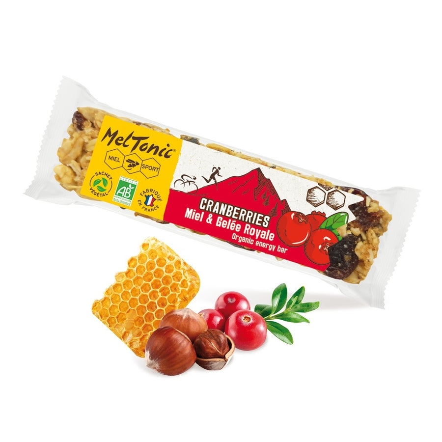 Organic cranberry &amp; toasted hazelnut sport cereal bar, gluten-free - 30g