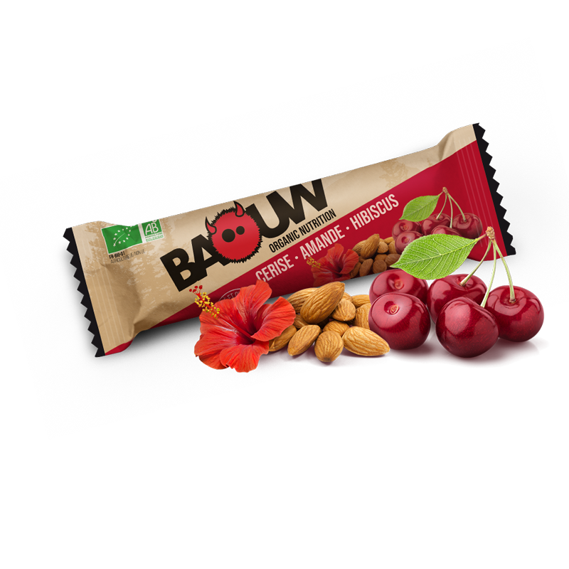 Baouw Organic energy bar Cherry, Almond &amp; Hibiscus - 25g