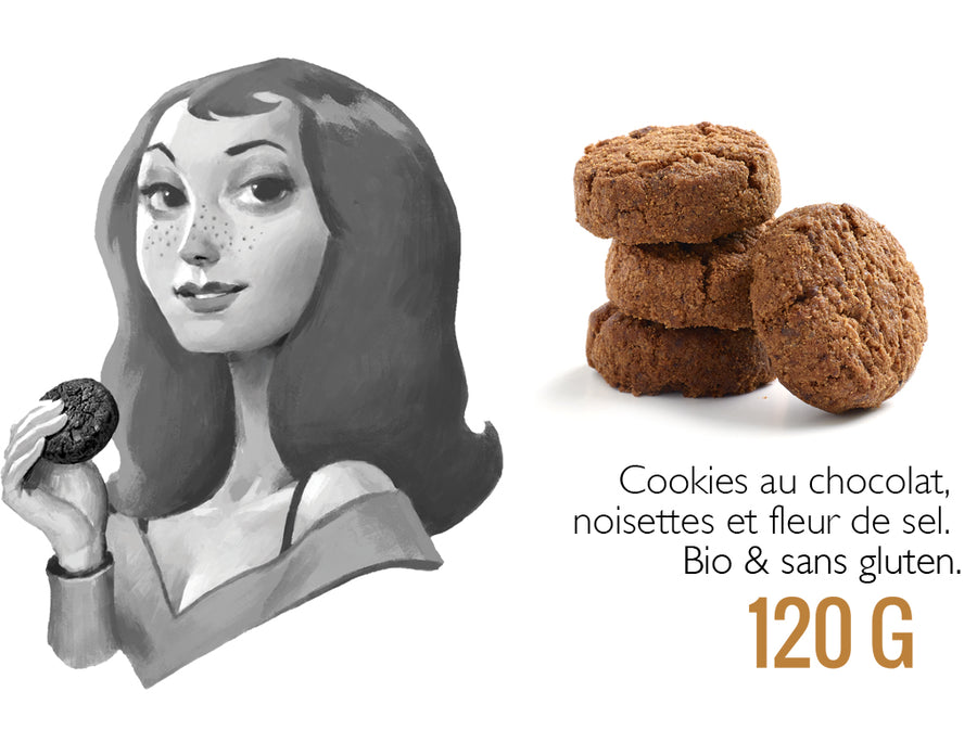 cookies chocolat, noisettes, fleur de sel bio & sans gluten Charlotte - 120g (ANTI-GASPI DDM 02/24)