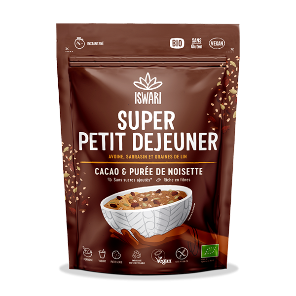 Super Petit Déjeuner Cacao & Purée de Noisette, sans gluten - 360g (ANTI-GASPI DDM 05/24)