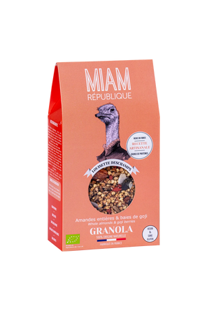 Organic granola Whole almonds, goji berries, sesame, gluten free - 350g