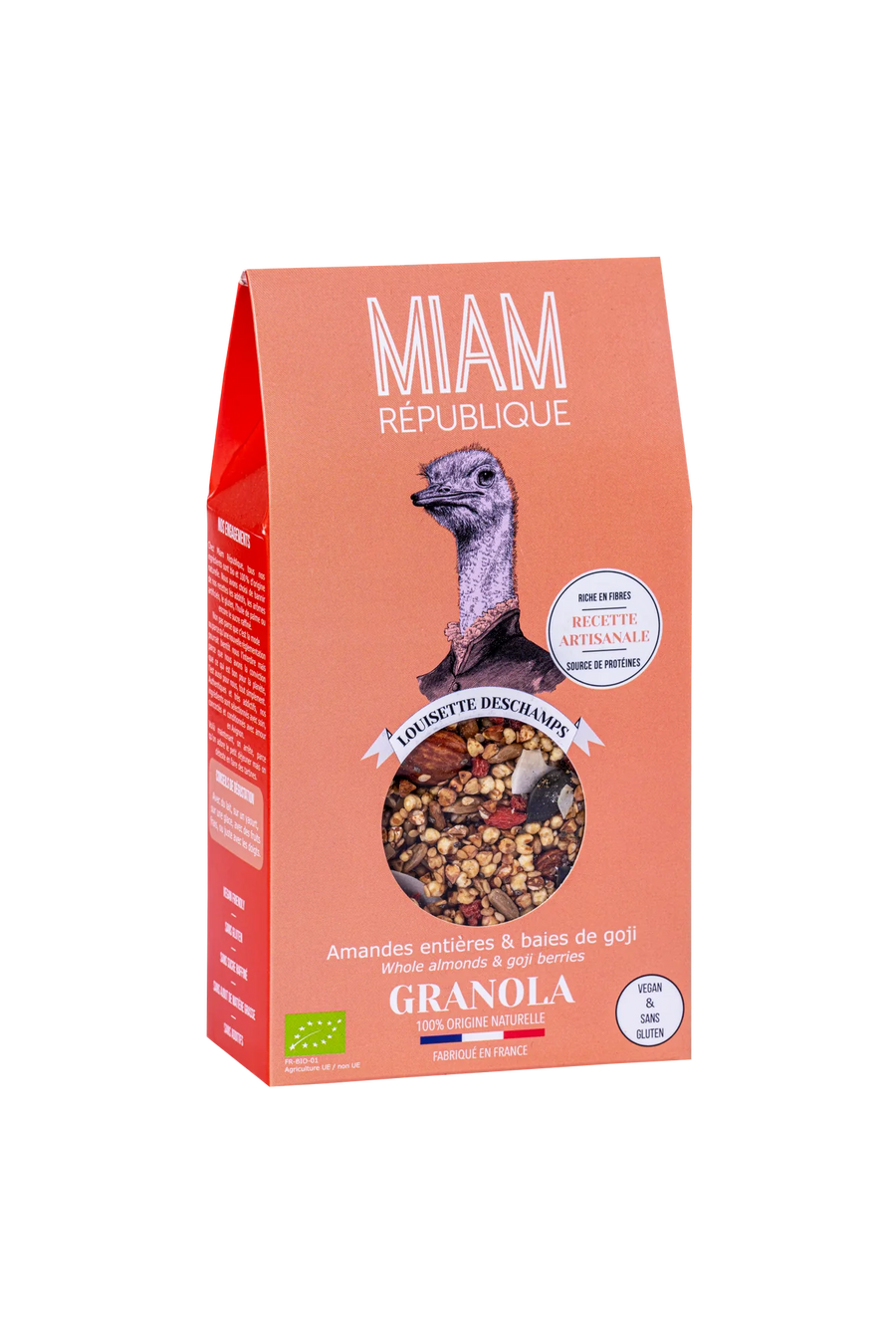 Organic granola Whole almonds, goji berries, sesame, gluten free - 350g