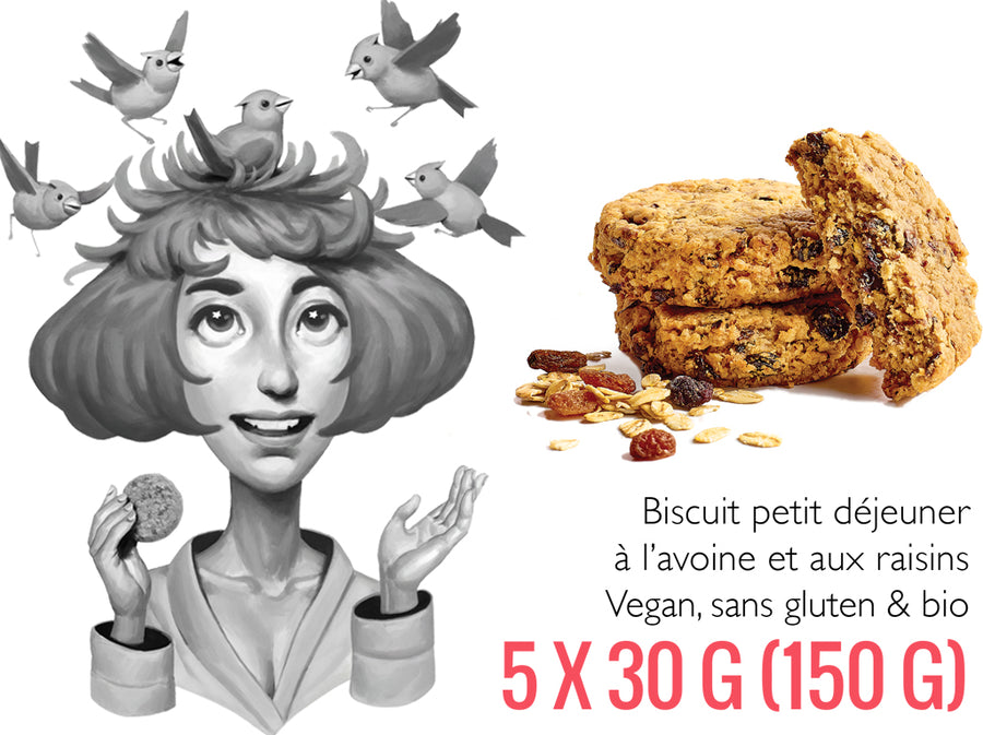 Oat raisin breakfast cookies, organic vegan &amp; gluten free Martine - 150g
