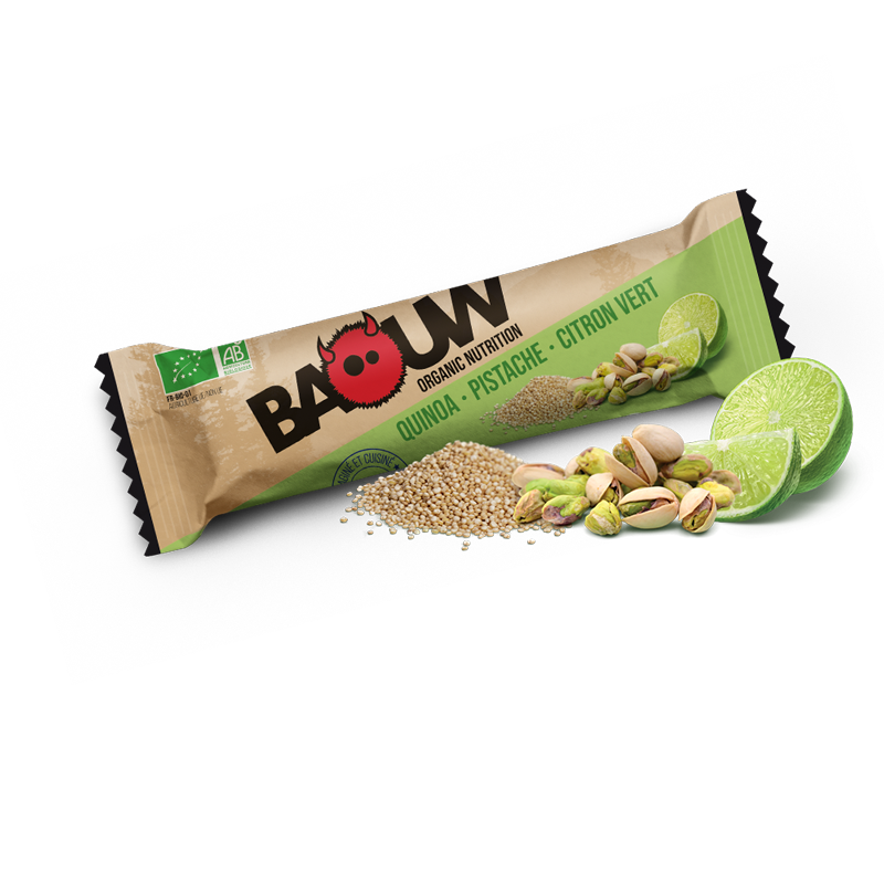 Baouw Barre énergétique bio salée Quinoa, Pistache & Citron vert - 25g