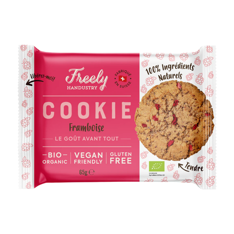 Organic &amp; gluten-free raspberry cookie - 65g